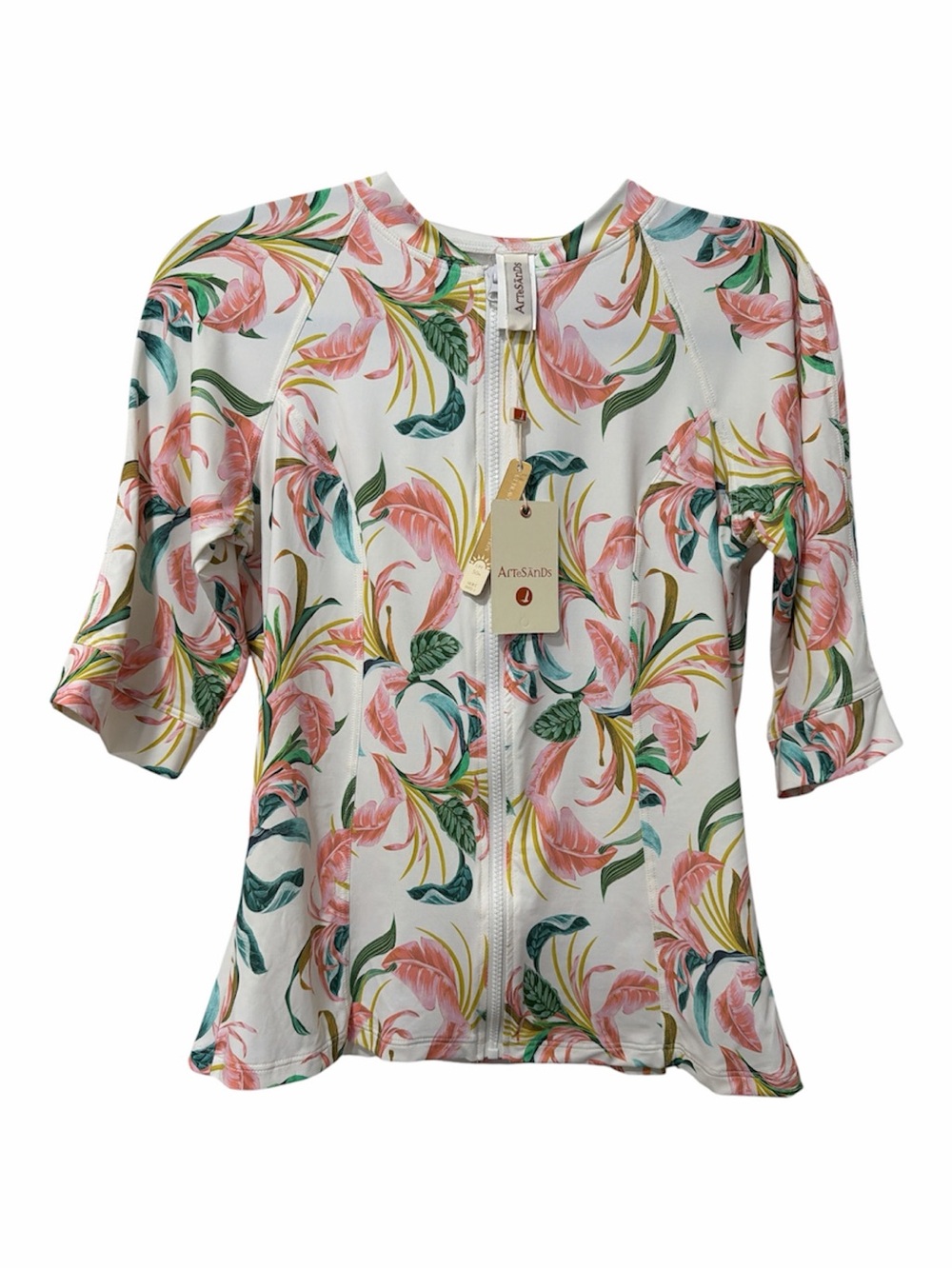 Australian Brand Floral Zip-Front Women's Rush guard Swim Top